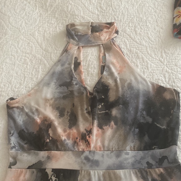 Long, tie-dye, halter dress - Picture 2 of 3